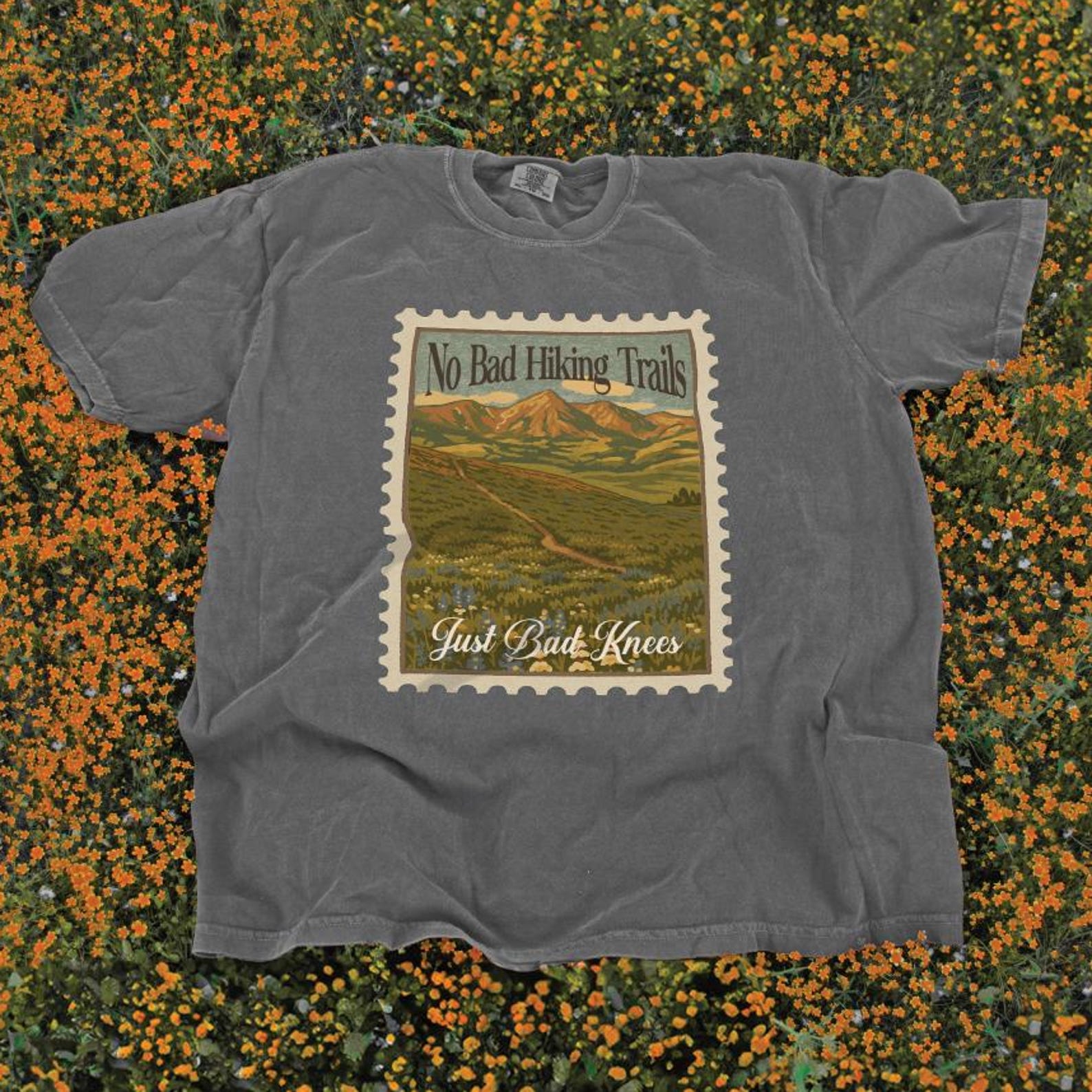 No Bad Trails Just Bad Knees Hiking Shirt, Outdoors TShirt, Camping Shirt, Nature Sweater, Gildan 100% Cotton Unisex Tee, Nature Lover Gift L