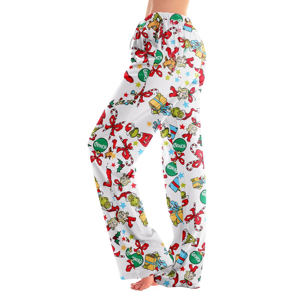 Pajama Pants Sleepwear Casual Drawstring Elastic Waist Pants Comfy Straight Yoga Loose Trousers