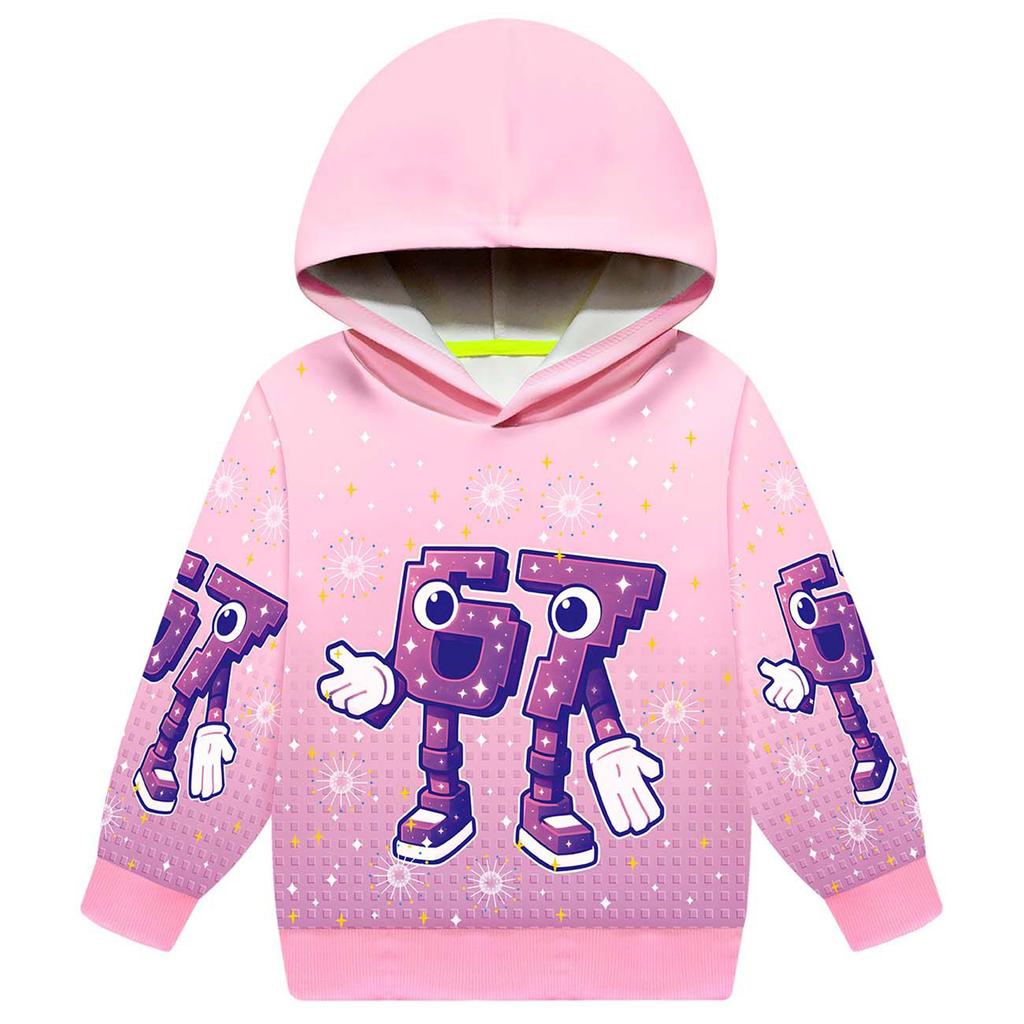 Modna dziecięca bluza z długim rękawem, nadrukiem i kapturem, luźna, dopasowana