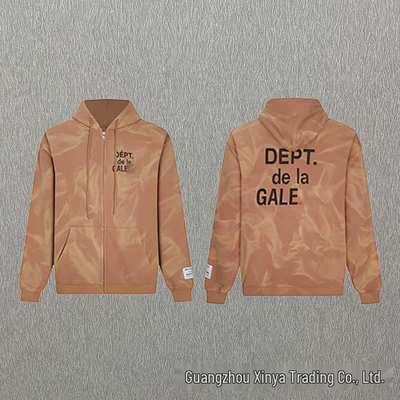 GALLERY DEPT Bluza Unisex z Kapturem Bawełniana z Plamami Farby Graffiti - Jesienna Luźna