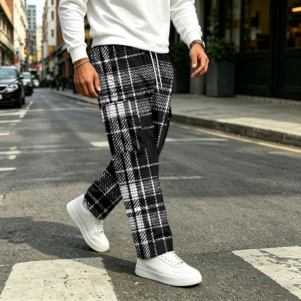 Men's Casual Straight Leg Drawstring Jogger Pants for Commute and Sports