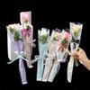 50Pcs Single Rose Bouquet Flower Wrapping Paper Transparent Cellophane Gift Packaging Bag Valentine'S Day Party Packing Bags