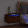 VidaXL Wall-Mounted Bedside Table with LED Lights, Nightstand, Bedside Table, Bedroom Bedside Cabinet, Modern, Oak 836838