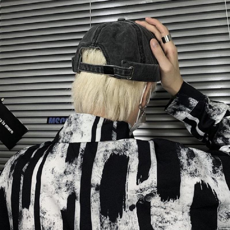 Pánské vyprané docker čepice Skullcap Retro námořnické čepice Ležérní Dámské kulichy Nastavitelné Bavlněné Retro Hip Hop čepice