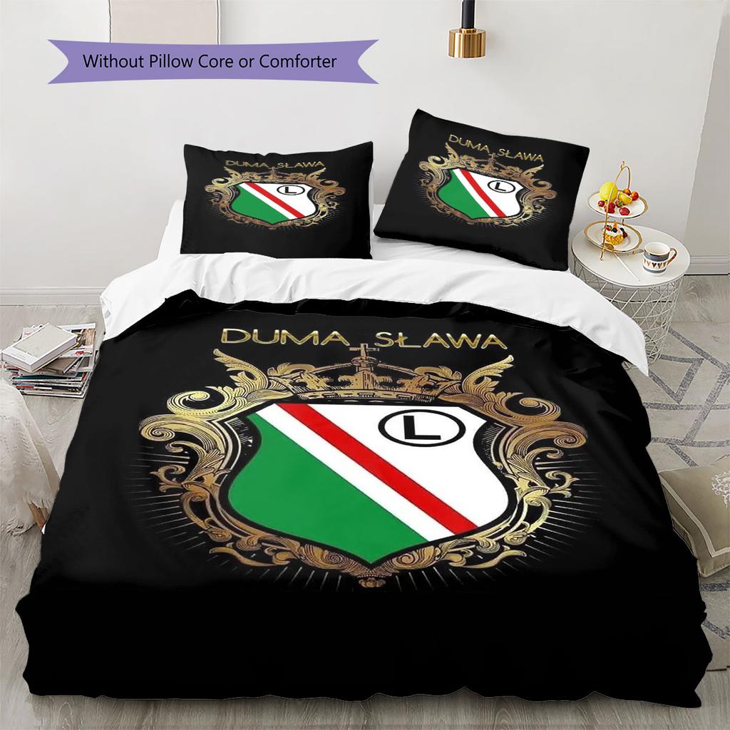Legia Warszawa Pattern Bedding,Quilt Set Quilt Cover Pillowcase Home Birthday Gift(1 * duvet cover + 2 * pillowcase, without core)