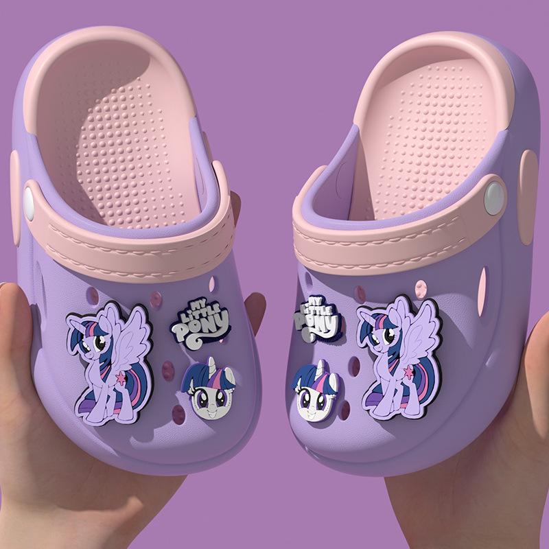 

Женские клоги My Little Pony Пинки Пай для улицы, детские нескользящие сандалии для пляжа, закрытые тапочки для девочек 13CM