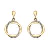 Round CZ Interlocking Oval Twist Hoop Drop Earrings