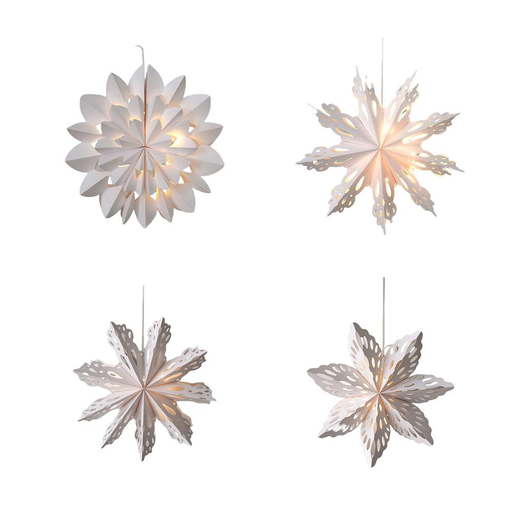 Christmas Snowflake Star Ornament Paper In Warm White LED Illuminated for Festive Hanging Perfect for Window Decors