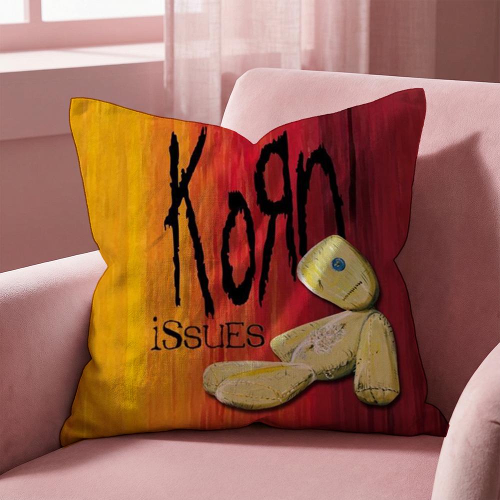 Rock Band K-Korn Cushion Cover Multi-Scene Pillow Cover for Home & Car - Reversible, Soft & Durable for Daily Use