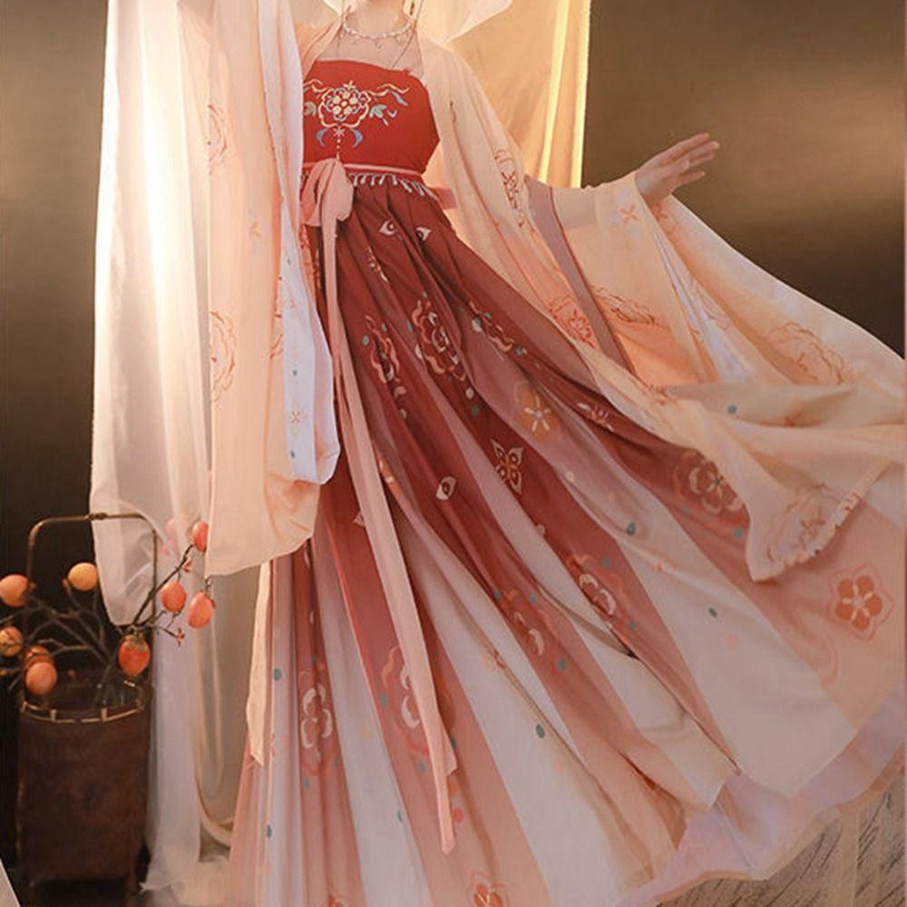 Vintage Folk Dance Women Chinese Cloth Cosplay Robe Dress Hanfu Outfit Ancient Stage Costumes