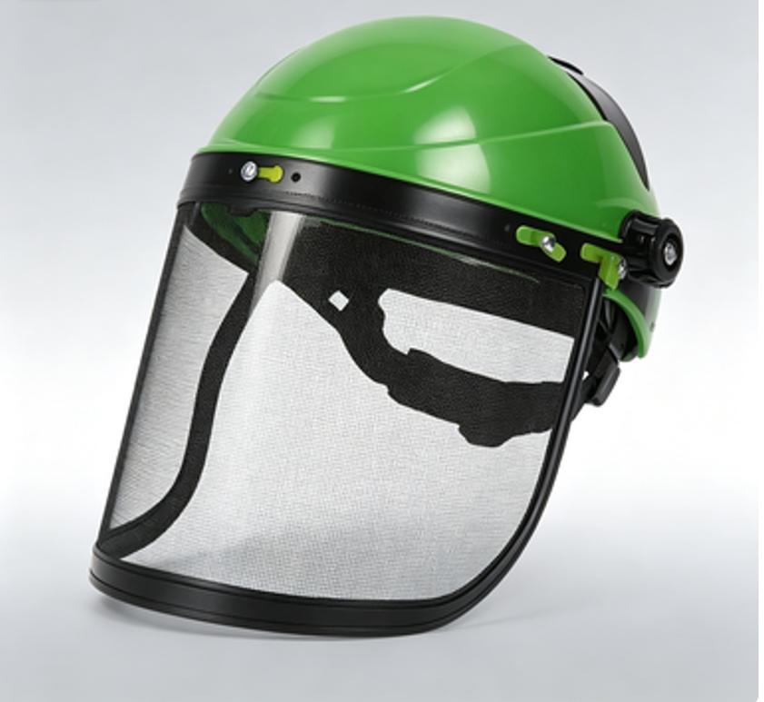 Garden Grass Trimmer Helmet with Full Face Mesh Visor Breathable Anti-Scratch Safety Guard for Yard Lawn Mowing Work