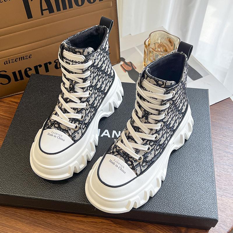 Fashion Shoes for Women 2024 New Hot Sale Mid-Calf Autumn Women's Boots Leopard Print Lace Up High Heels Water Proof