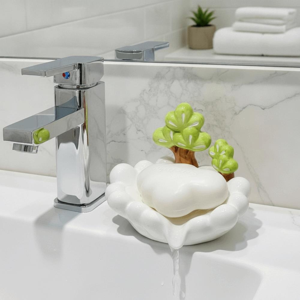 Self Draining Soap Draining Container Portable Soap Dish Tray Ceramic Soap Plate  Household