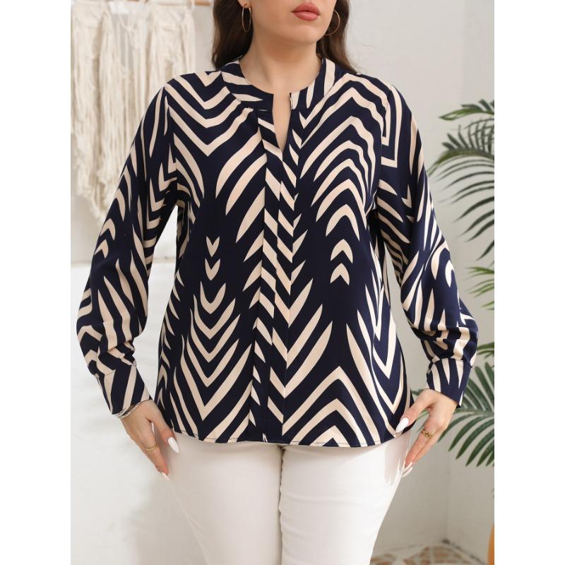 Vintage Printed Long Sleeve Loose Fit Oversized Shirt For Women