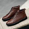 Nya Herrskor Street Walking Höga Sneakers Andningsbara Sportskor Lätta Snörskor Ankelstövlar Äkta Läder