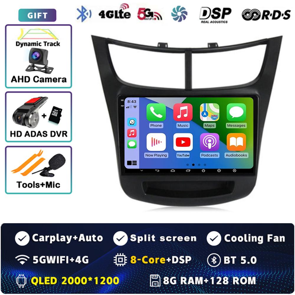 Android 14 Carplay Auto For Chevrolet Sail Aveo 2015-2019 Car Radio 4G WIFI Navigation Player Multimedia Srereo Video 360 Camera