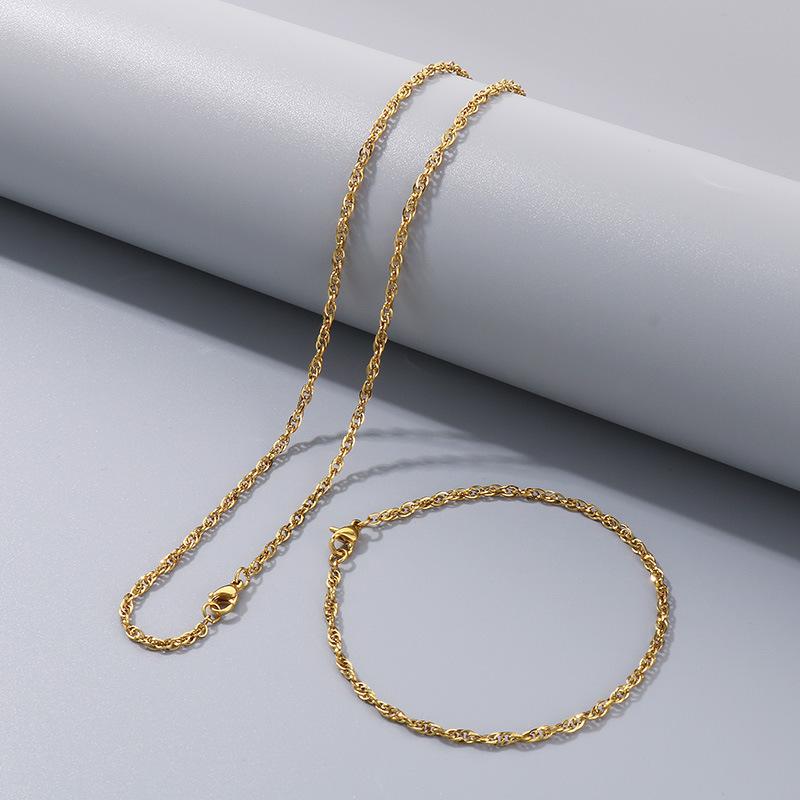 Commuter Plain Chain, Trendy Nightclub Multi-Size Plain Weave Twist Chain, Titanium Steel Men'S And Women'S Necklace.