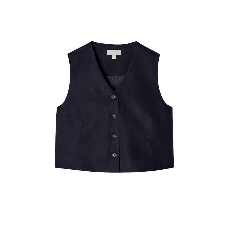 

Summer Casual Short Linen Blended Vest 1272658 Wide Leg Casual Trousers Casual Trousers 1274075 Navy blue Tops 40