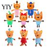 Miniatur-Charakter-Plüschtier-Set, Familien-Kätzchen-Puppe, Weiches Kuscheltier, Cartoon-Anime Kuschel-Katzen-Puppe, Figur für Kinder, Rollenspiel, Geburtstagsgeschenk