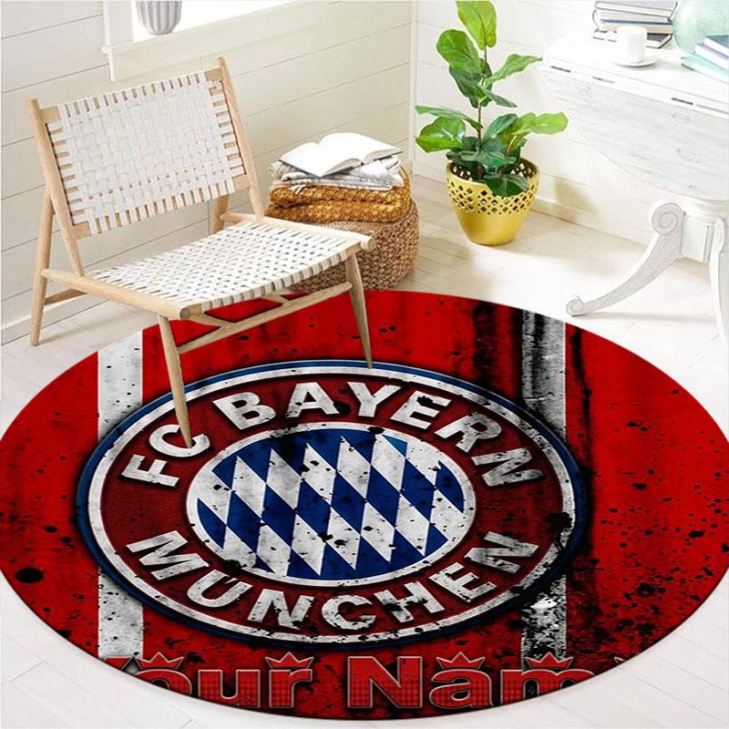FC Bayern Munchen Custom Name Round Area Rug,Carpet Rug for Living Room Bedroom Sofa Playroom Decor,Non-slip Floor Mat