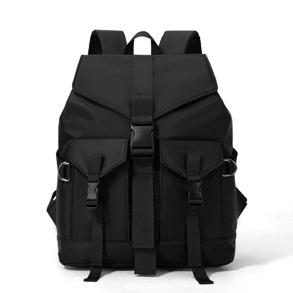 Schoolbag1011 Outdoor Tooling Charcoal Mist Black Grey Backpack Couple Urban Commuter Lightweight Multi-Pocket Backpack