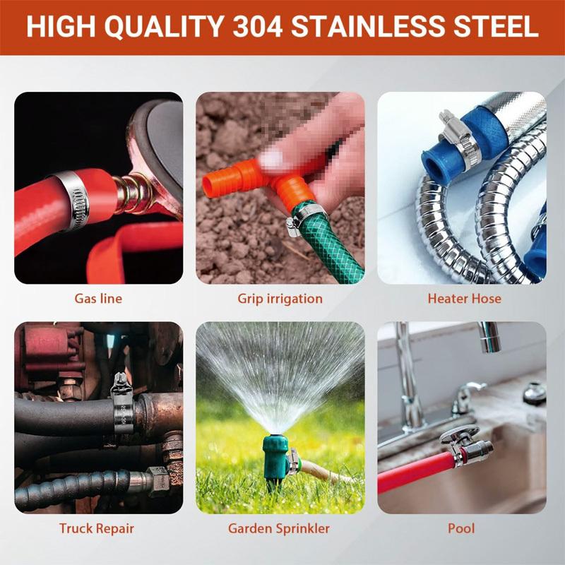 5-10pcs Stainless Steel Hose Clamp Adjustable 8-152mm Worm Gear Hose Clamp, Metal Pipe Clamp for Pipe