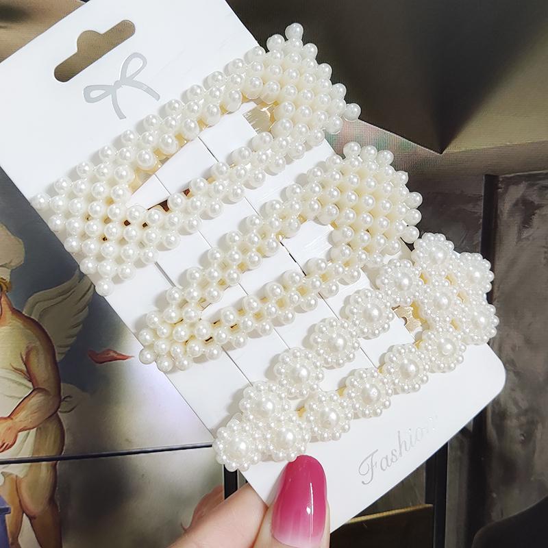 Pearl Hair Clip For Women Korean 3/4pcs Geometric Hairpins Set Hair Berrettes Girl Hairgrip Side Clip Hair Accessories