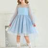 Girls Dresses Contrast Mesh Long Sleeve Twirly High Low Birthday Party Formal Dress