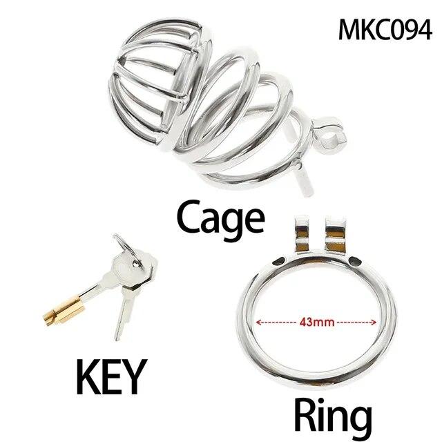 Liten penislås Mann rustfritt stål hanebur Kyskhetsanordning Penislås Erotisk bondage Ektemann Lojalitet Stort metall hanebur