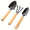 Mini Horticultural Tools Three Piece Set for Gardening Potted Plants Wooden Handle Agricultural Tools Shovel Rake