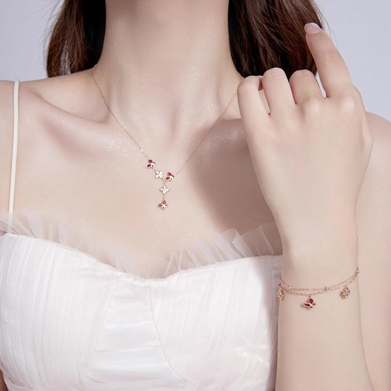 Women's Sterling Silver Clover Bracelet with Agate and Mother-of-Pearl - Elegant Gift for Birthdays or New Year