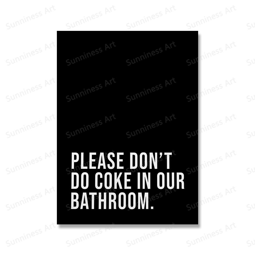 Bitte trinken Sie in unserem Badezimmer keine Cola, Zitate, Kunst, Poster und Drucke, Leinwandmalerei, Toilette, Toilettenwandbilder, Wohndekoration
