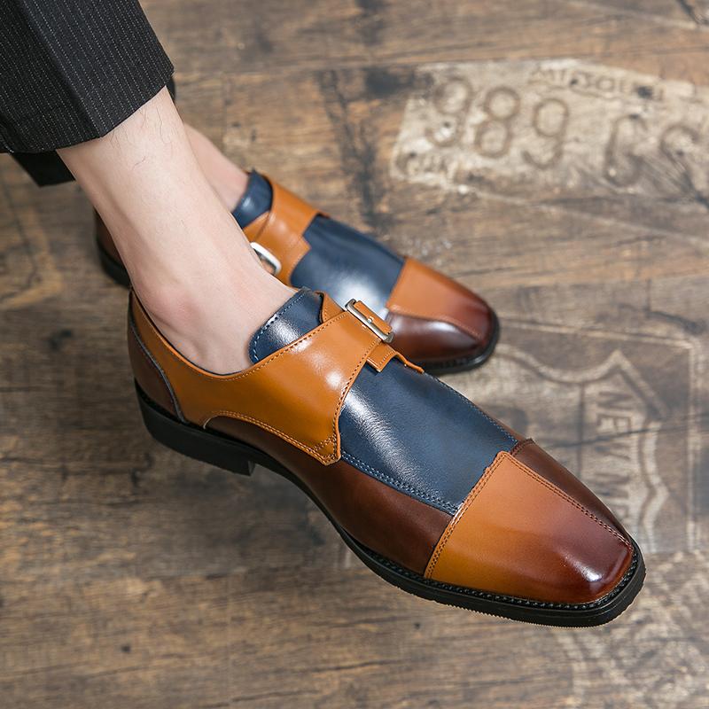Fashion New Mixed Color Leather Shoes Busniess Brogue Shoes Men Formal Dress Oxford Fashion Office Shoes Wedding Shoes Plus Size 38-48