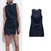 Spring and Summer New Arrival Women's Clothing Fashion Style Waist-Tight Slim Looking Sleeveless Slit Hemline At Hem Denim Dress 3643080