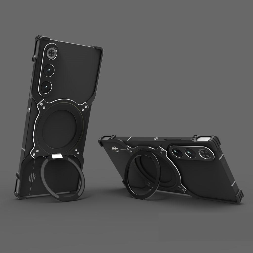 Funda Magnética de Aluminio sin Marco para Nubia Redmagic 10 Air con Soporte, Borde Metálico, Cubierta Antigolpes sin Marco con Protector de Cámara