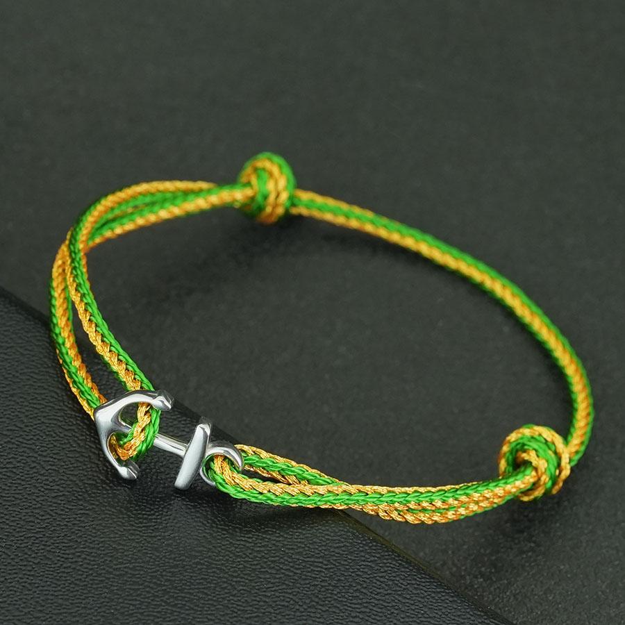 Simple Style Mens Anchor Bracelet Sliding Adjustable Stainless Steel Metal Grade A 3mm Thin String Braslet Nautical Pulseria