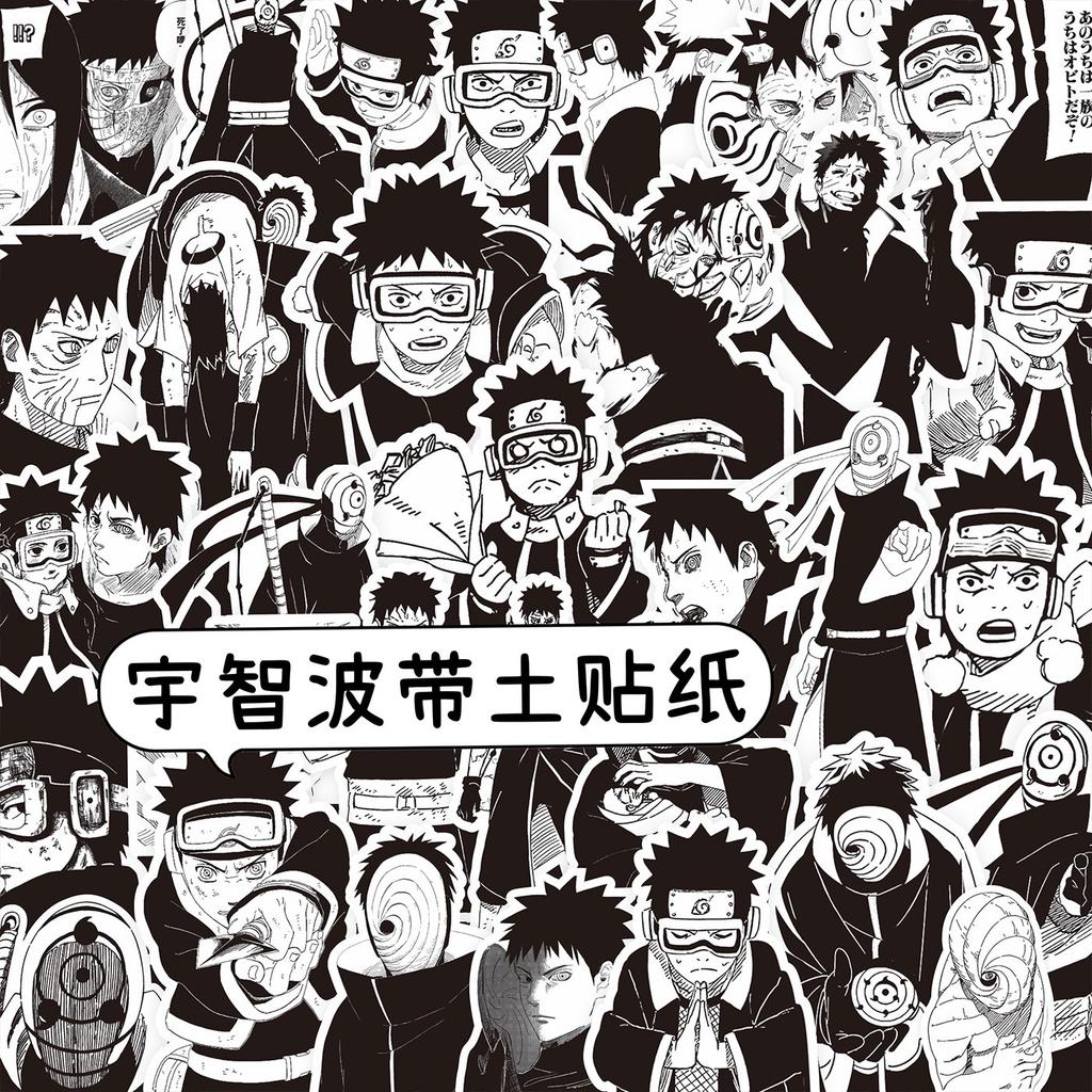 70/75/110Pcs Black White Naruto Anime Stickers Cool Cartoon Graffiti Decals Diy Phone Skateboard Suitcase Waterproof Sticker