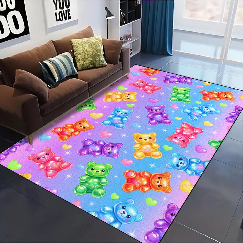 Rainbow Gummy Bear Carpet Rug for Living Room Bedroom Home Sofa Decoration,Kids play Non-slip Floor Mat