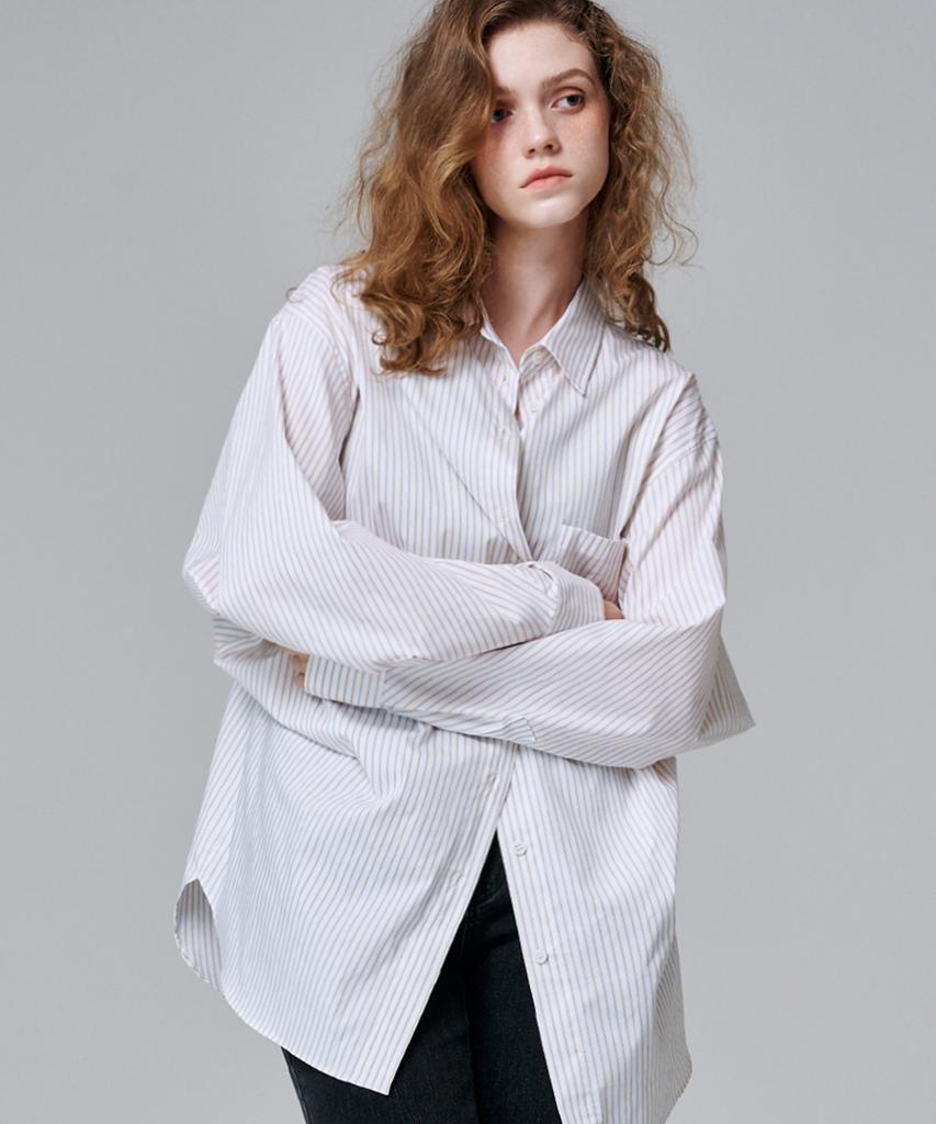 MALOUPE 4117 Oversized Striped Shirt (Yellow)