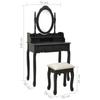 VidaXL Ensemble de coiffeuse avec tabouret Noir 75x69x140 cm Paulownia