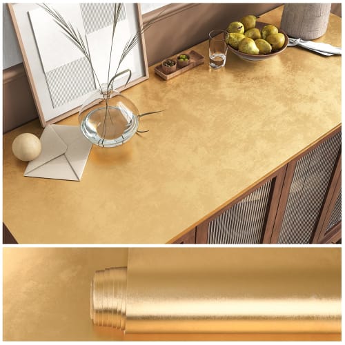 

VEELIKE Self-Adhesive Wallpaper Stickers, Gold Foil, 40cm Wide x 3m, PVC, Heat-Resistant, Waterproof, Removable, Japanese-Style Remake Sheet, Cutting