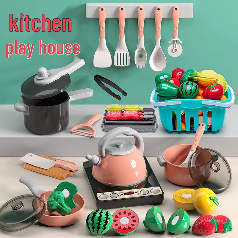 Cross-Border Pretend Kitchen Playset: Educational Toy for Girls Ages 3-6, Includes Fruit Cutting Set