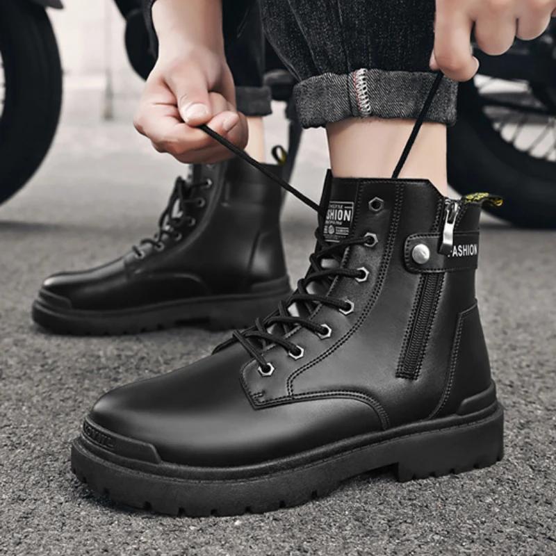 British Style Casual Shoes for Men All-match High-top Men's Boots 2024 Comfortable Durable Male Platform Shoes Botas Para Hombre