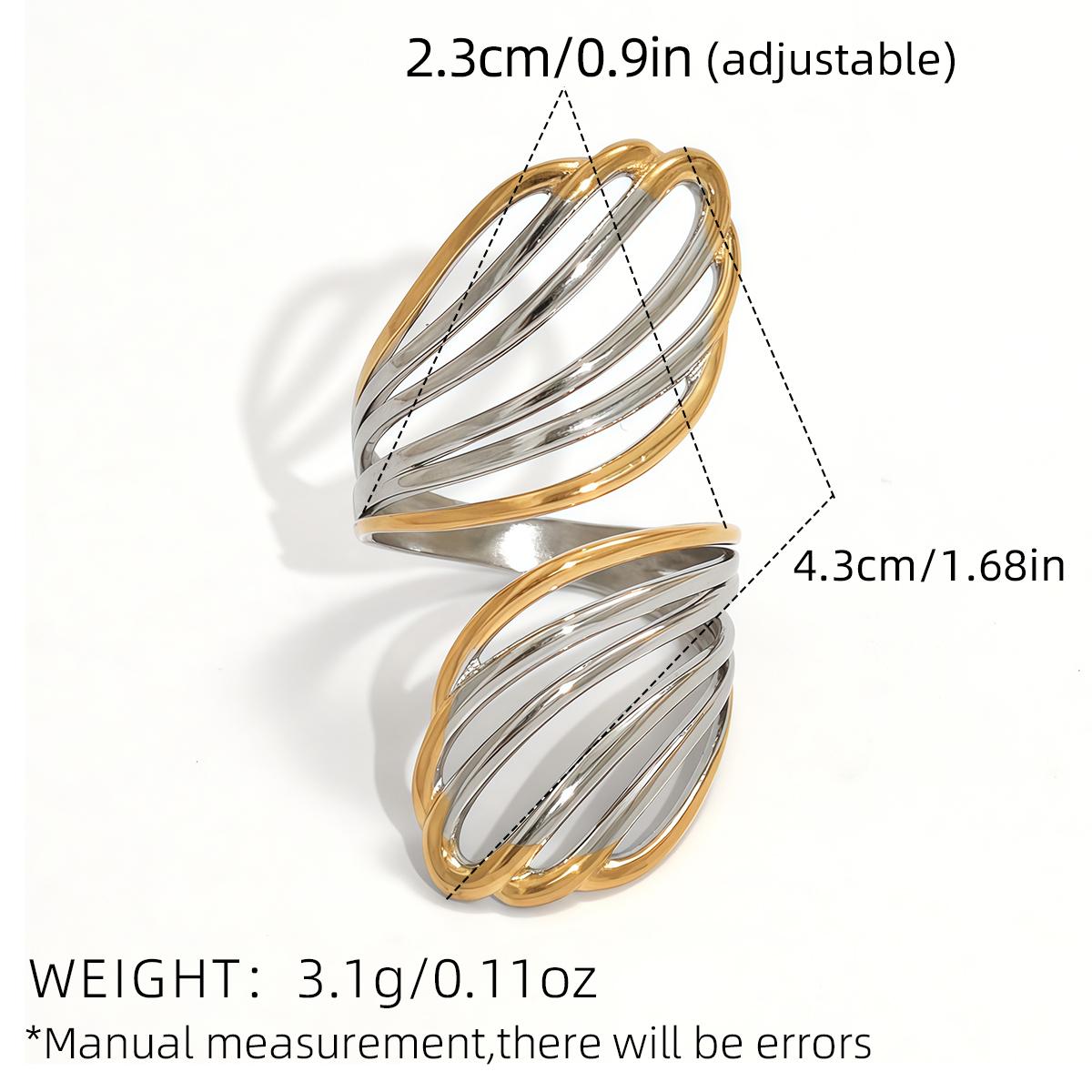 

Stainless Steel Minimalist Irregular Curve Geometric Curved Open Rings For Women Tarnish Free Fashion Unisex Zircon Gift resizable