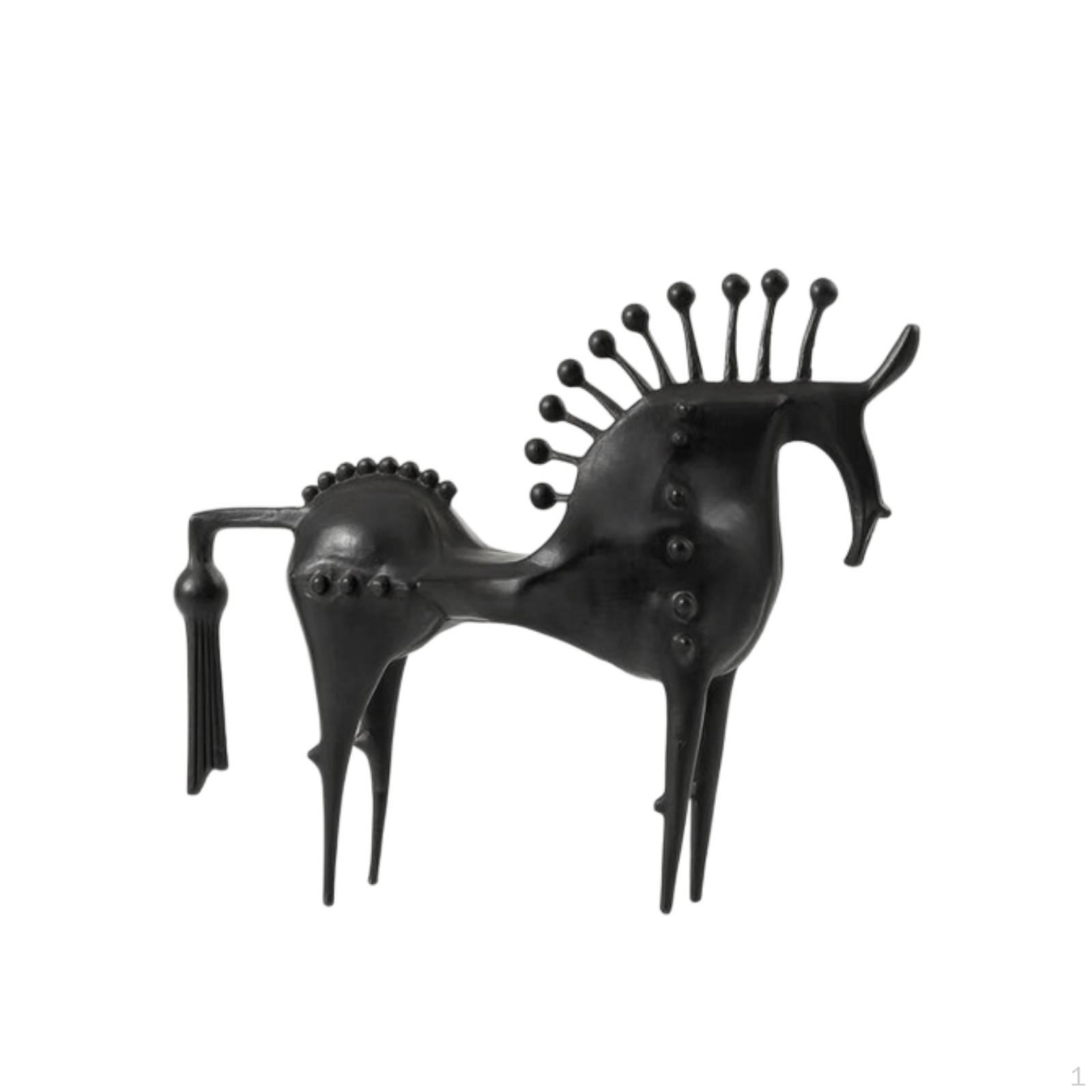 Horse Figurine Abstract Statue Matte Black Decor for Art Lovers, Homeowners, Living Room,