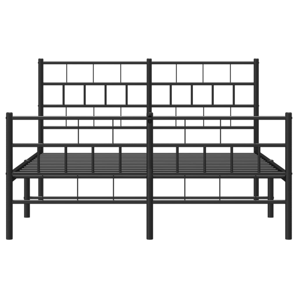 Vidaxl Metalowa Rama Łóżka Z Wezgłowiem I Zanóżkiem, Czarna, 140X190Cm
