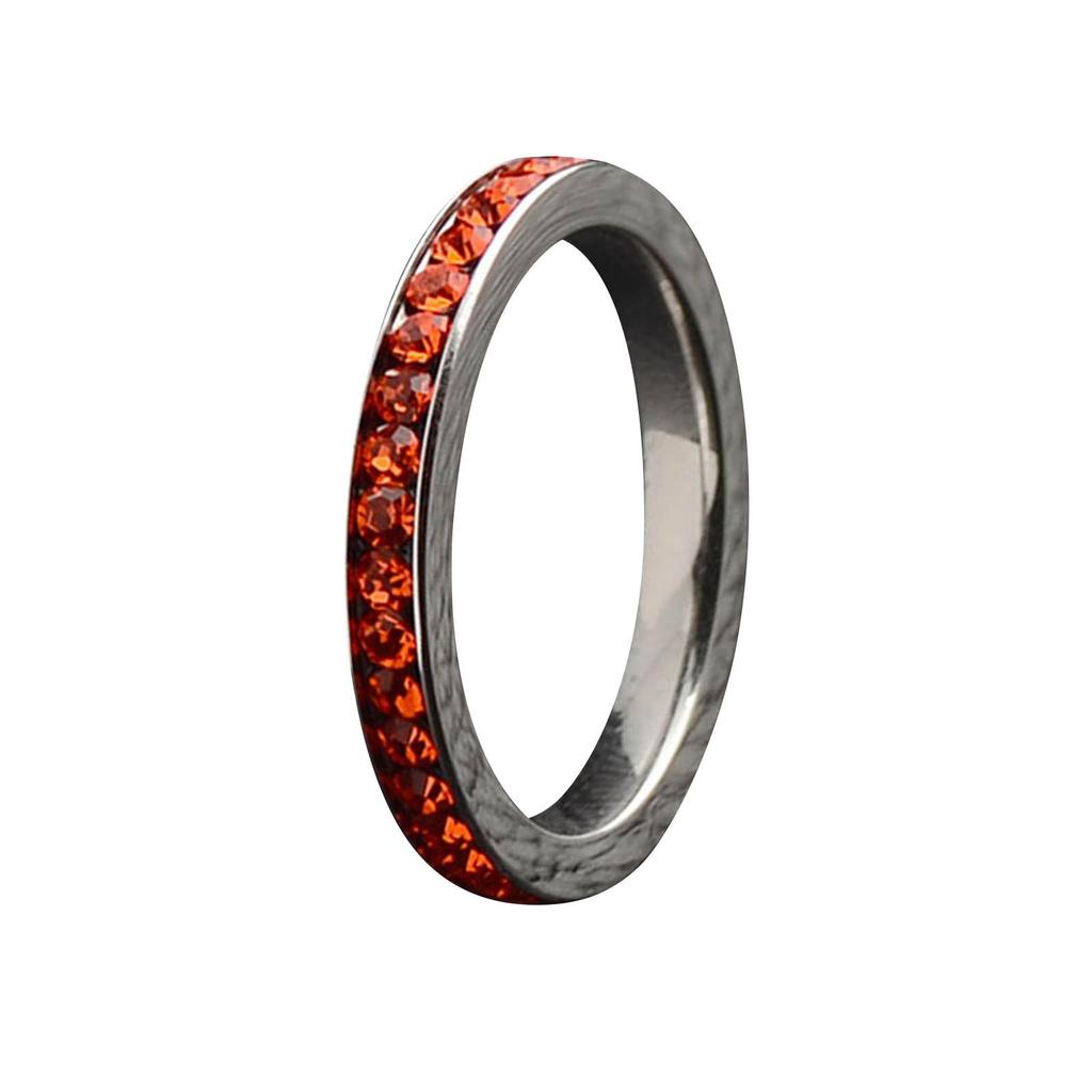 Stainless Steel Diamond Encrusted Birthstone Multicolored Ring Size 6 To 9