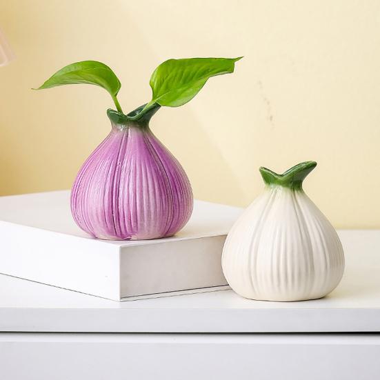 Zwiebelform Keramikvase Kleine Dekorations-Blumenvase Hydrokultur-Pflanzenhalter für Wohnzimmer Hochzeitsfeier Zuhause Küchentisch Dekoration