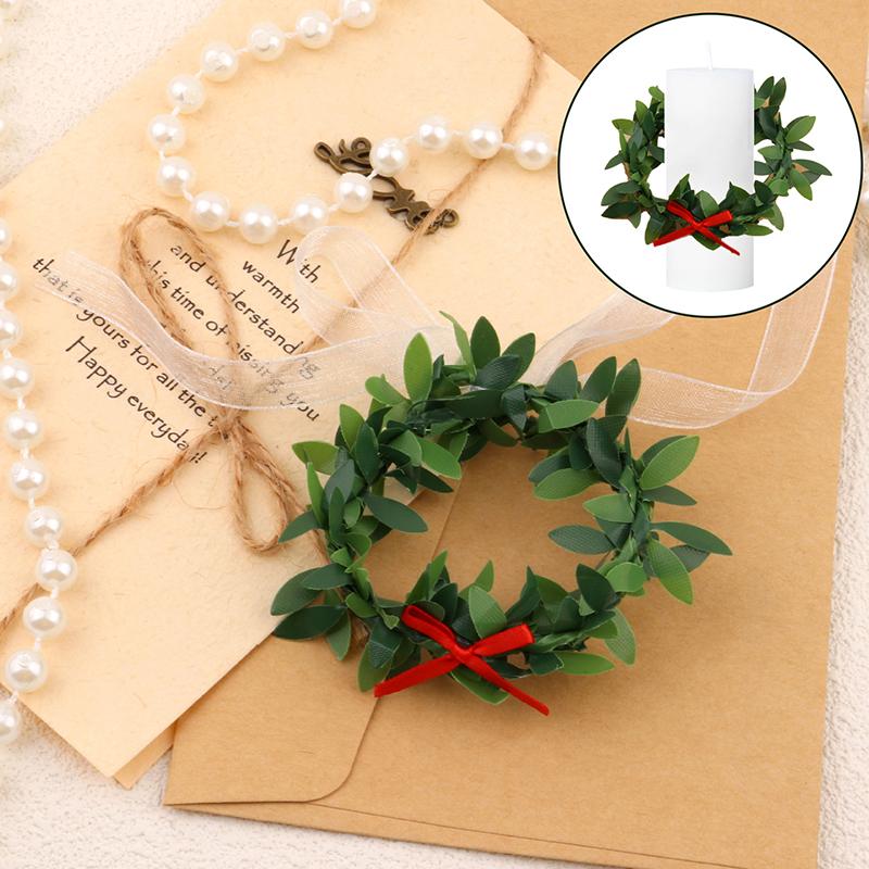 10 Pcs Drip Protection Communion Candle,Candle Rings Small Artificial Wreaths Drop Catcher For Candles