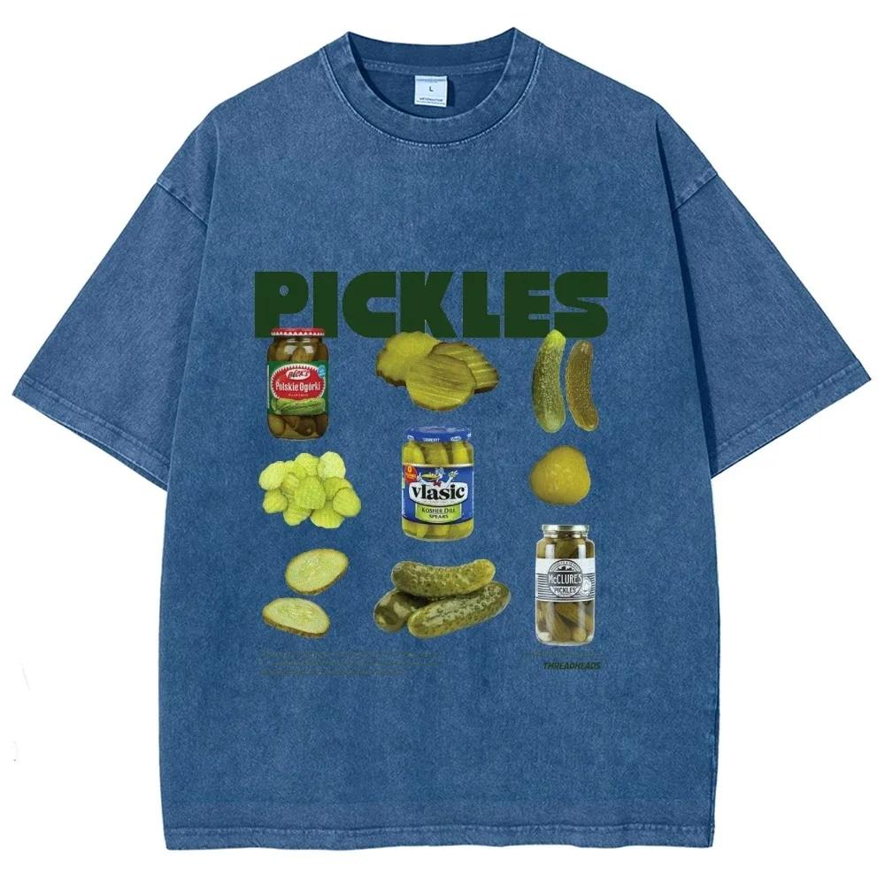 Neutral Summer Retro Washed T-shirt Cartoon Printed Short Sleeved Retro T-shirt Fashionable Round Neck T-shirt